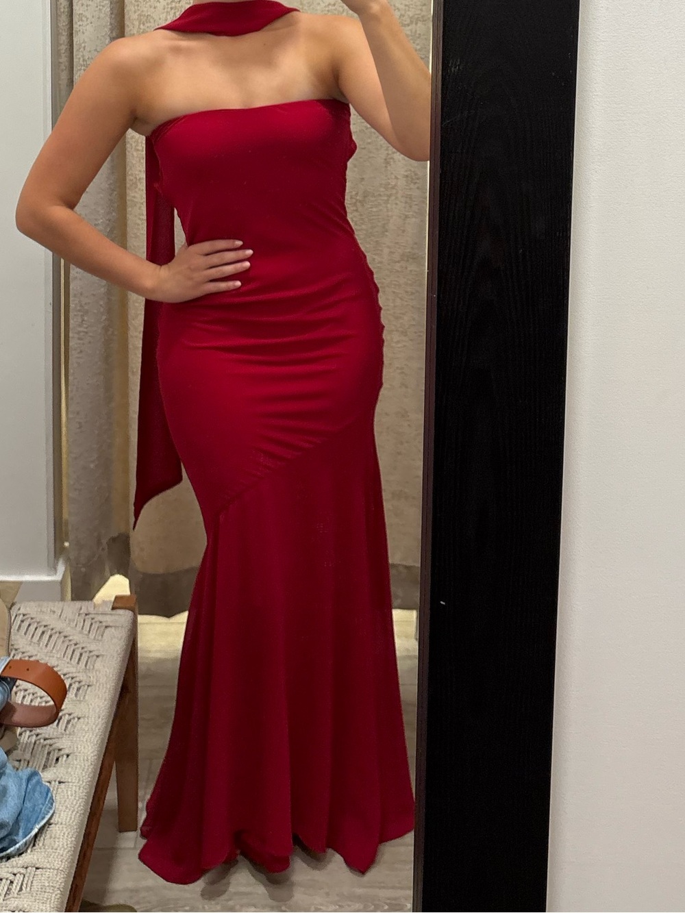 NWT Strapless Gown with Neck Accent